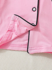 Boys' Pink Bear Print Pajama Set Short Sleeve Tops & Shorts