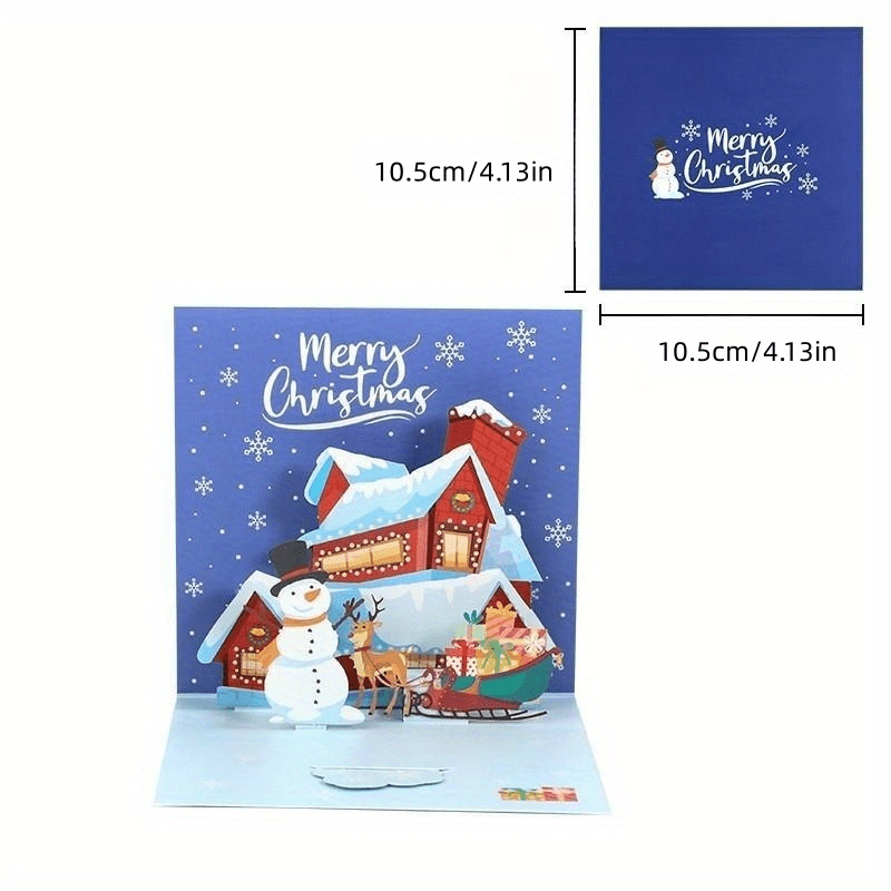 3D Christmas Greeting Card Handcraft Flip Gift Blessing Message Small Card