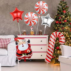 Christmas Foil Balloons 6pcs Set Santa Claus Candy Jar Red Party Decor