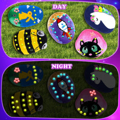 49PCS Glow Rock Painting Kit DIY Arts and Crafts Toys for Kids 6-12