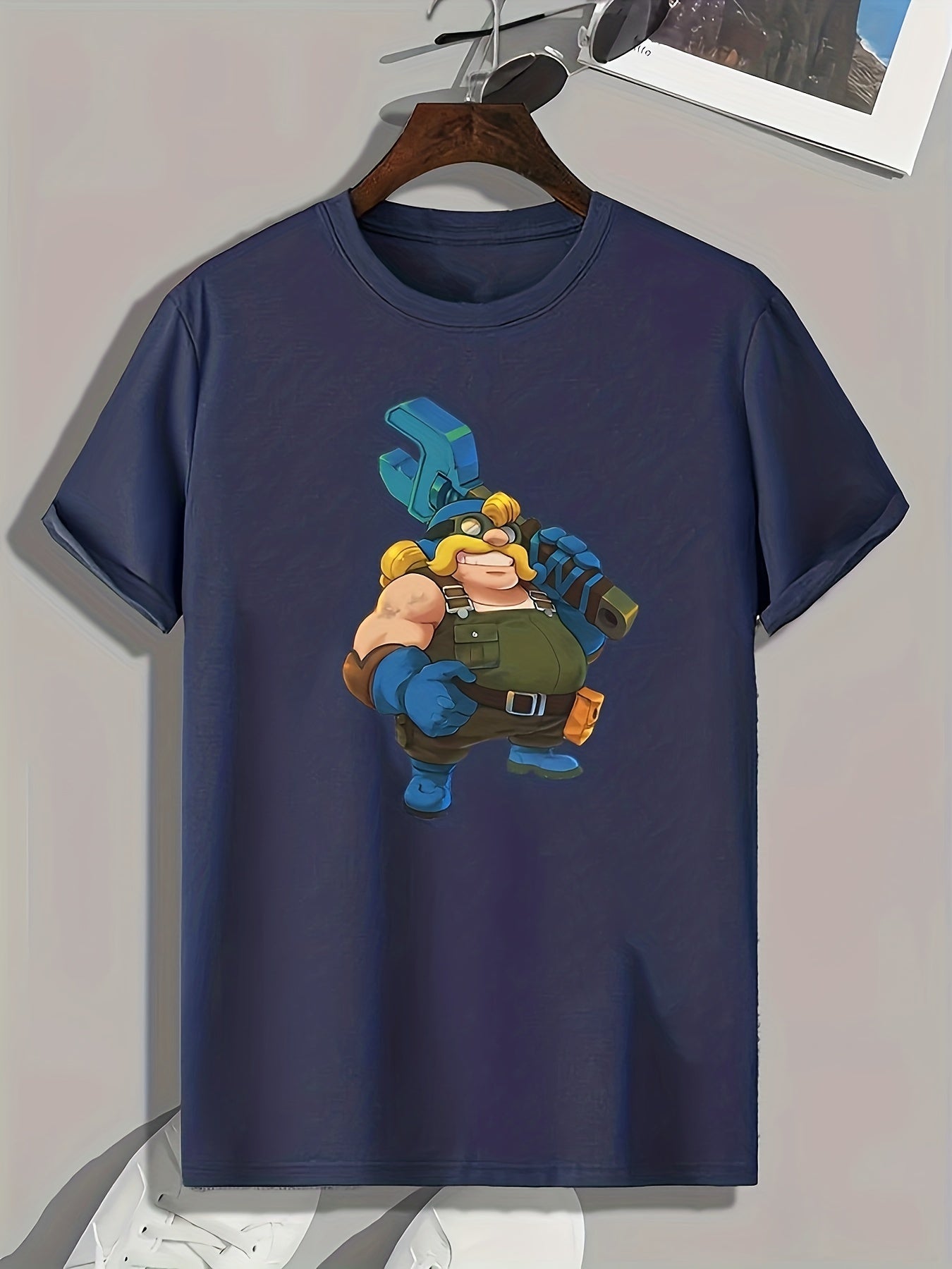 Cartoon Print Men's Graphic T-shirt for Summer