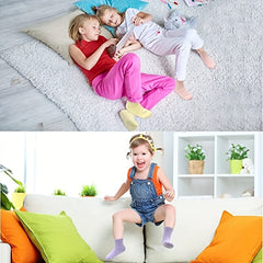 12 Pairs Toddler Boys Socks with Grip Non-slip Bottom Comfy Crew Socks for Kids