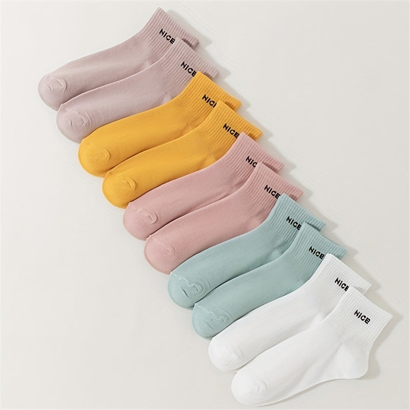 10 Pairs Letter Print Sports Short Socks Women's Stockings