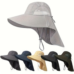 Men's Wide Brim Bucket Hat Breathable Adjustable Solid Hat