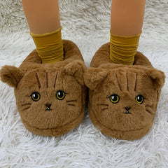 Cartoon Kitten Furry House Shoes For Girls Non Slip Soft Bottom Walking Shoes