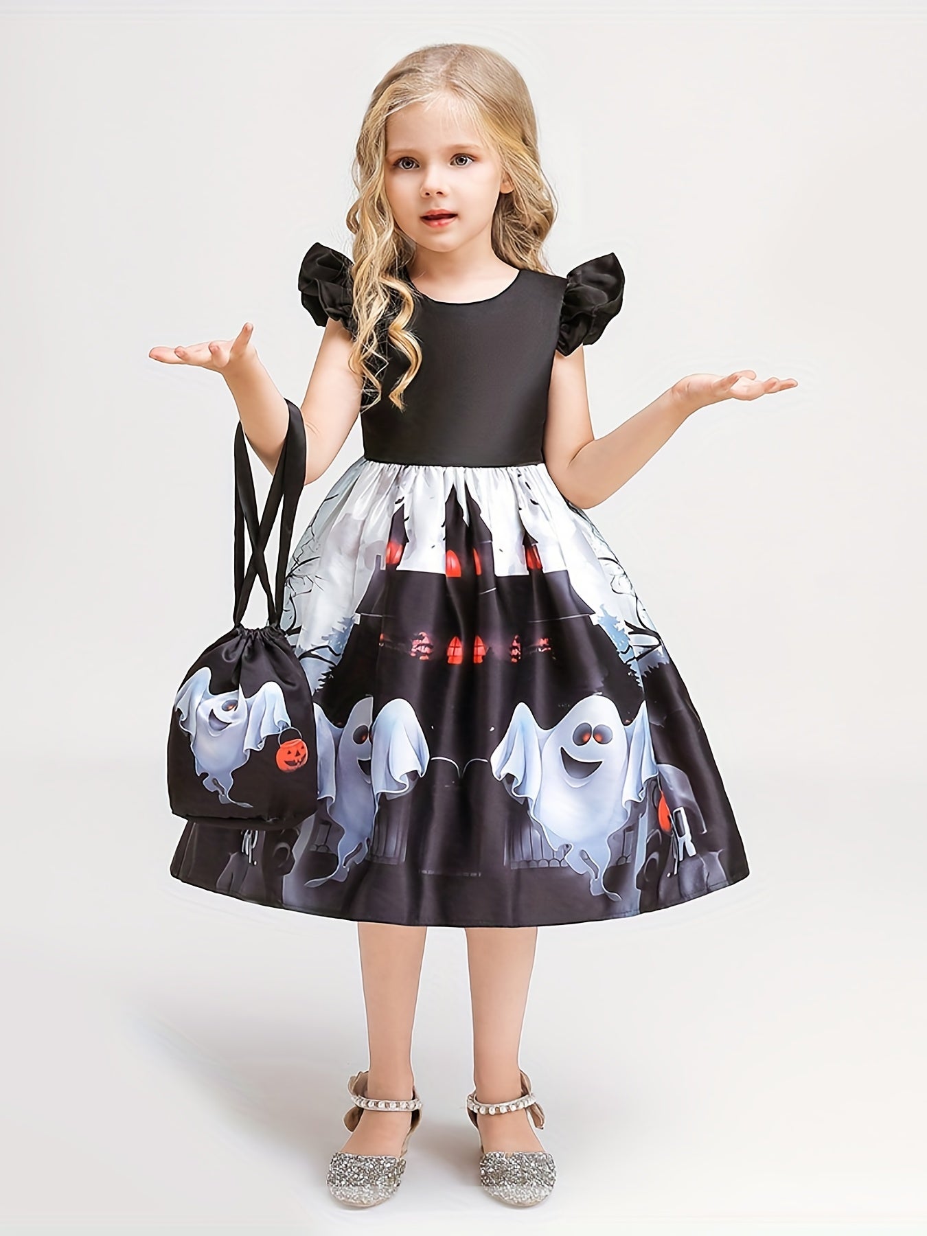 Girls Halloween Princess Dress & Bag Set Costume Dress