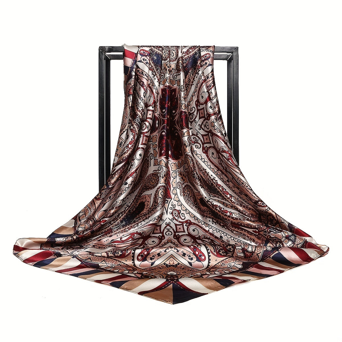 Paisley Printed Large Square Scarf Silk Satin Bandana Hair Wrap Neck Scarf
