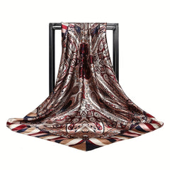 Paisley Printed Large Square Scarf Silk Satin Bandana Hair Wrap Neck Scarf
