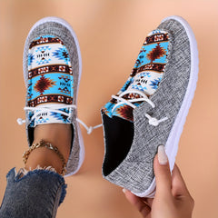 Retro Blocking Print Low Top Sneakers Lightweight Non slip Leisure Walking Shoes
