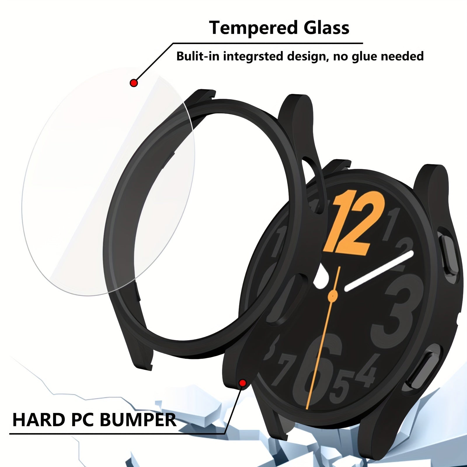 Galaxy Watch 6 Glass Case 40mm 44mm PC Frame Bumper Cover