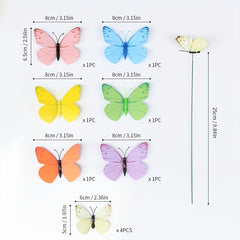 10pcs Butterfly Garden Stake Plastic Yard Sign - Garden Decor