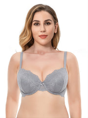 Women Push Up Bra Lace Padded Brassiere Plunge Underwire Lift Up Bras