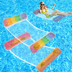 Portable Inflatable Float Lounger Gradient Glitter Sequin Durable PVC