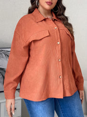 Corduroy Button Up Casual Blouse