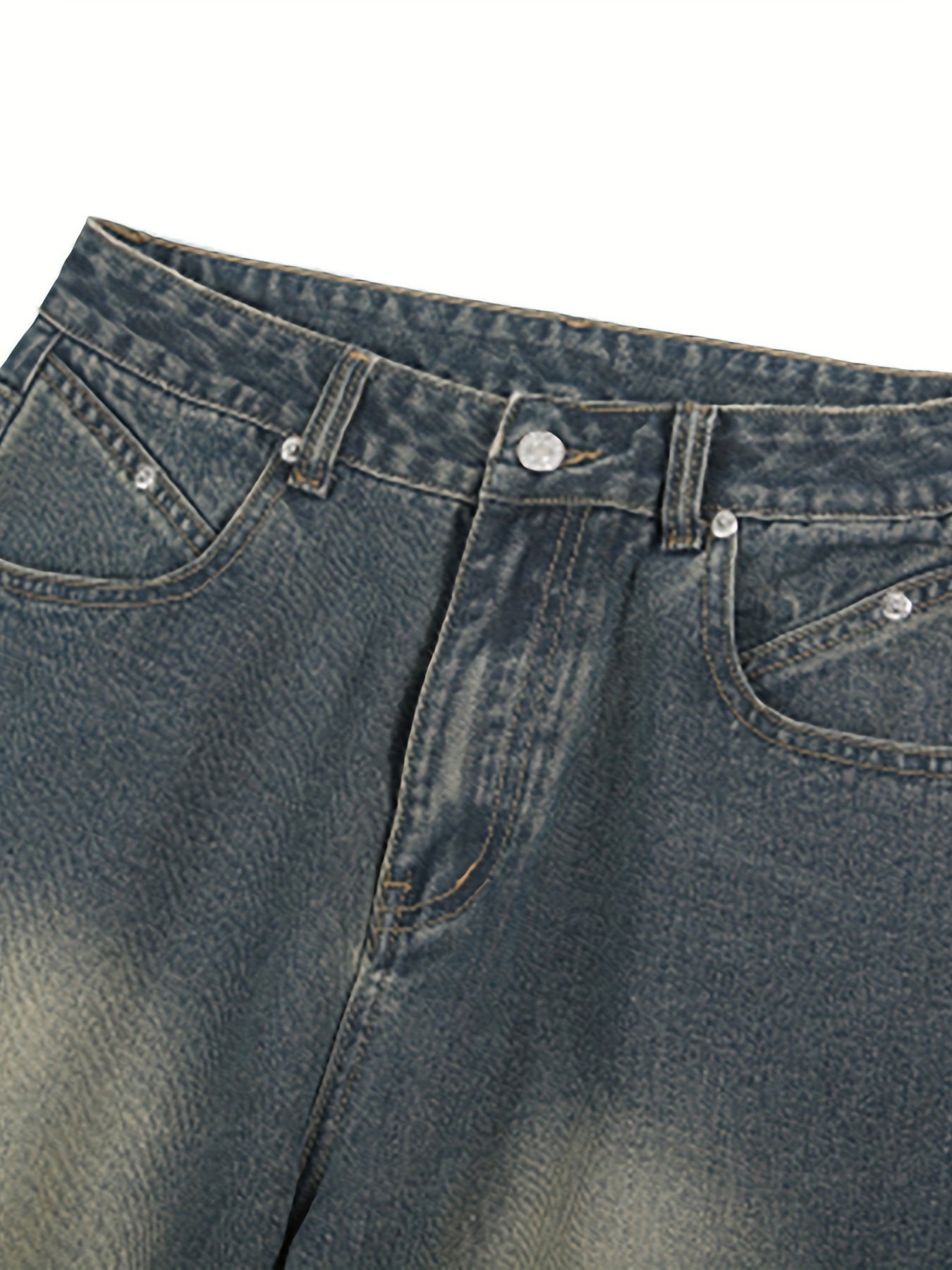 Vintage Distressed Jeans Men's Casual Straight Leg Denim Pants