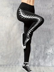 Rugby Print Fitness Gym Sports Leggings High Waist Yoga Workout Running Tight