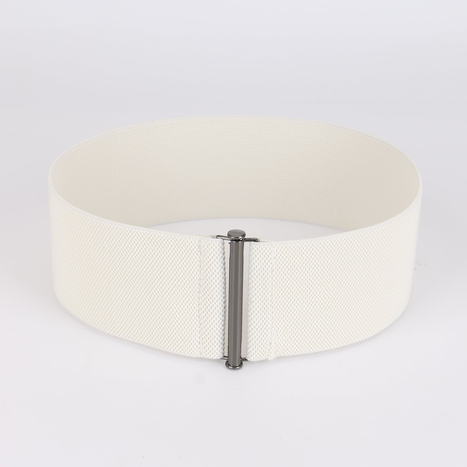 Women Elastic Waist Belt Metal Buckle Solid Wide Corset Belt