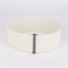 Women Elastic Waist Belt Metal Buckle Solid Wide Corset Belt