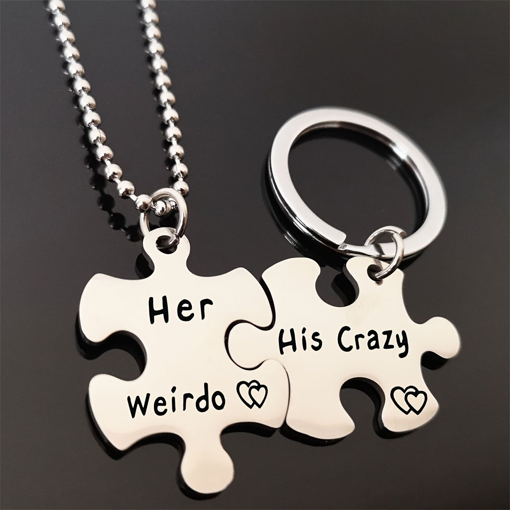 Couple Keychain Stainless Steel Keyring Backpack Pendant Gift