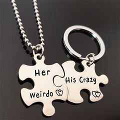 Couple Keychain Stainless Steel Keyring Backpack Pendant Gift