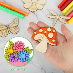 84pcs Kids Insect Wood Craft Kit with Markers for DIY Painting