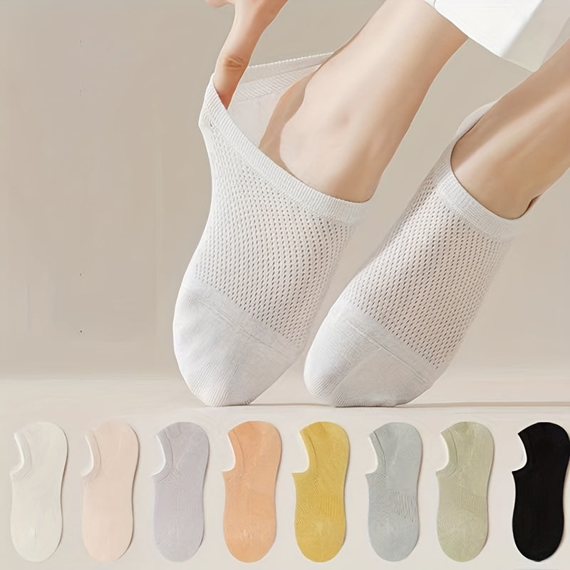 8 Pairs Solid Ankle Socks Breathable & Lightweight Women's Stockings