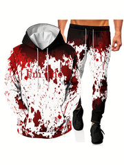 Men's 3D Print Hoodie & Joggers Set for Sports