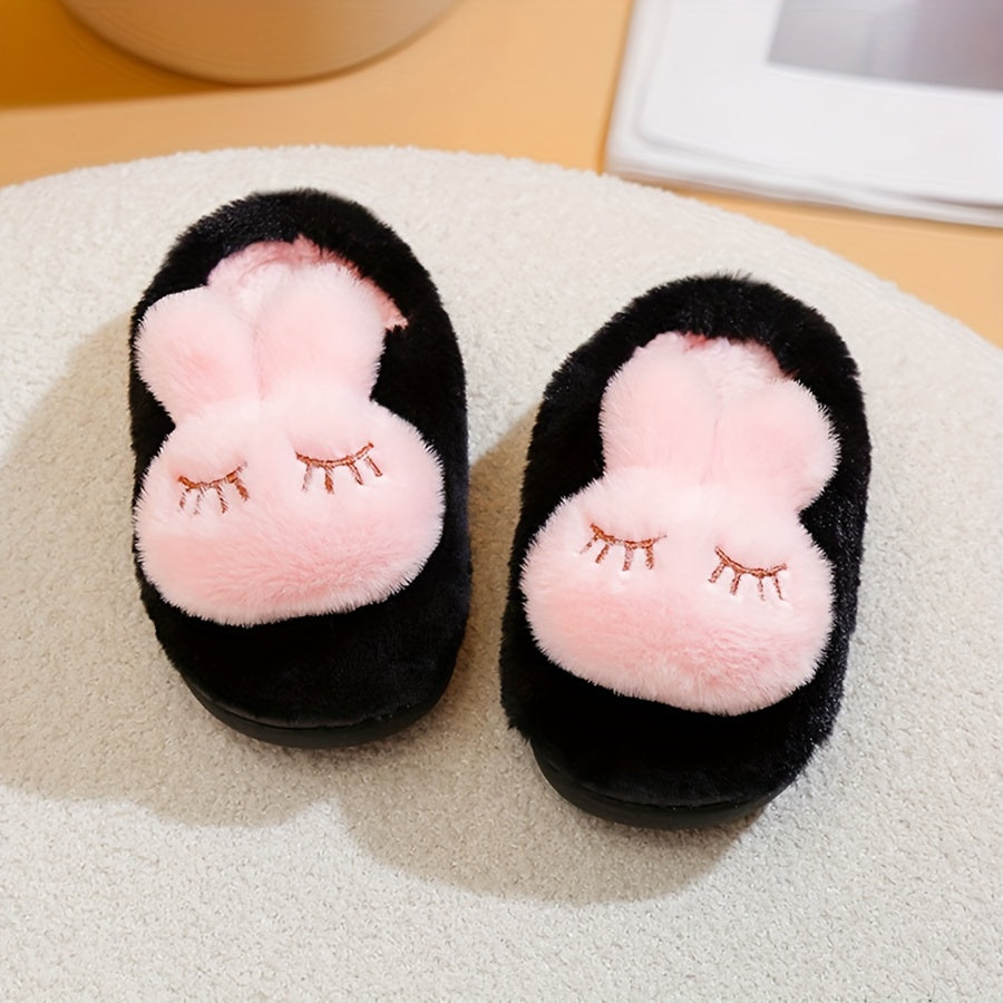Girls Cartoon Rabbit Furry House Shoes, Non Slip Soft Bottom Walking Shoes