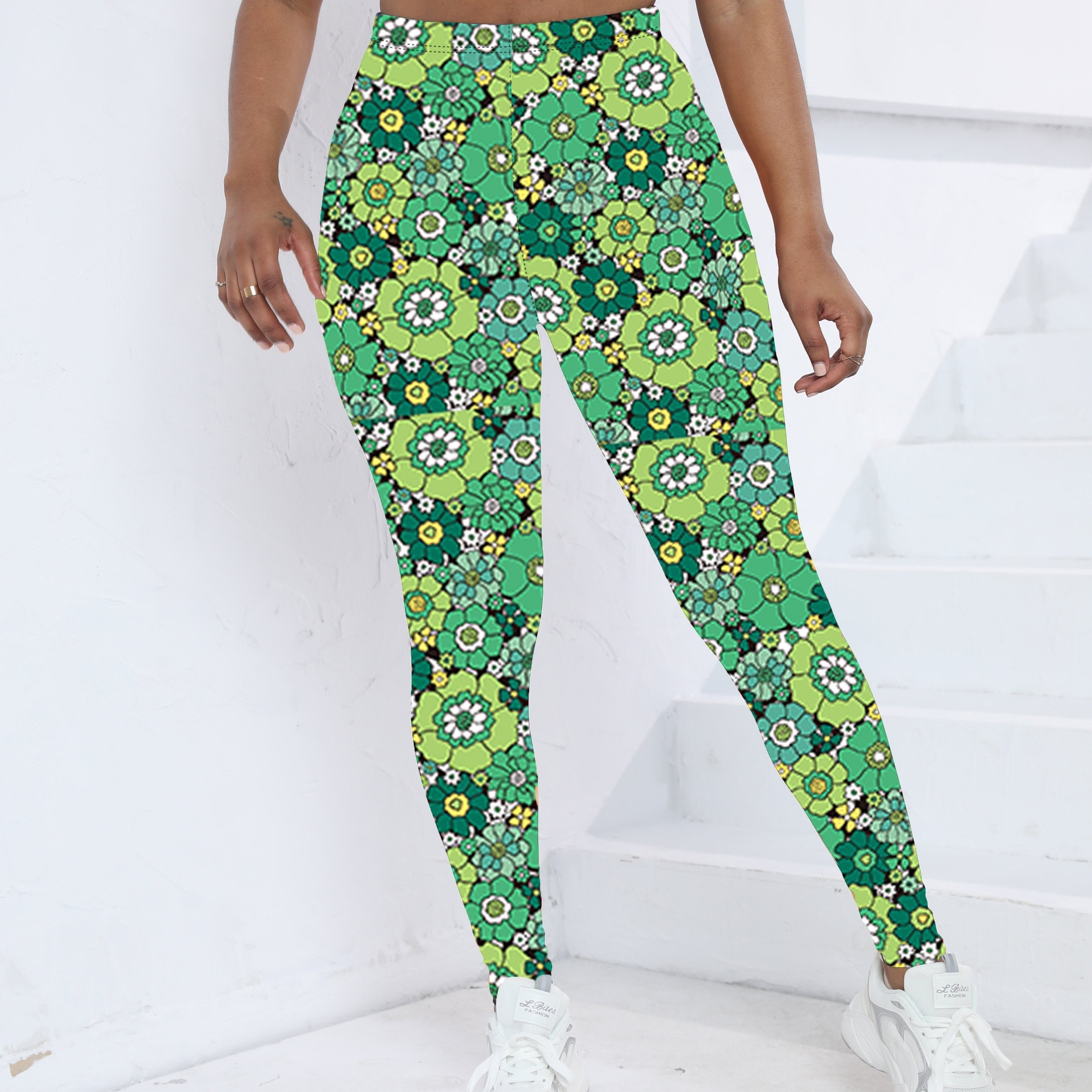 Floral Graphic Yoga Leggings High Stretch Printed Workout Pants