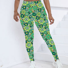 Floral Graphic Yoga Leggings High Stretch Printed Workout Pants