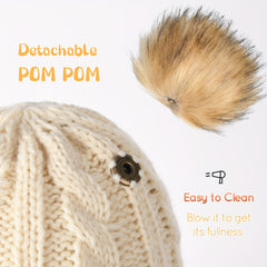 Toddler Winter Faux Fur Pom Beanie Hat For Kids