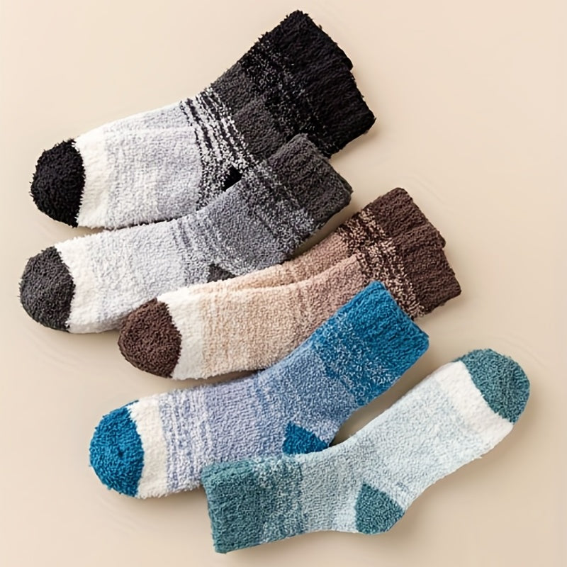 5 Pairs Fuzzy Winter Socks for Women Men