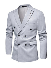 Men's Casual Striped Double Breasted Suit Top