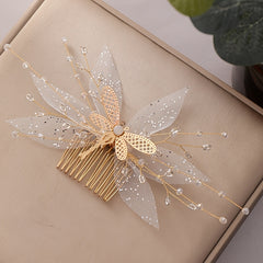 Crystal Dragonfly Hair Comb Pin Band For Women Bride Party Wedding Bridal Hair