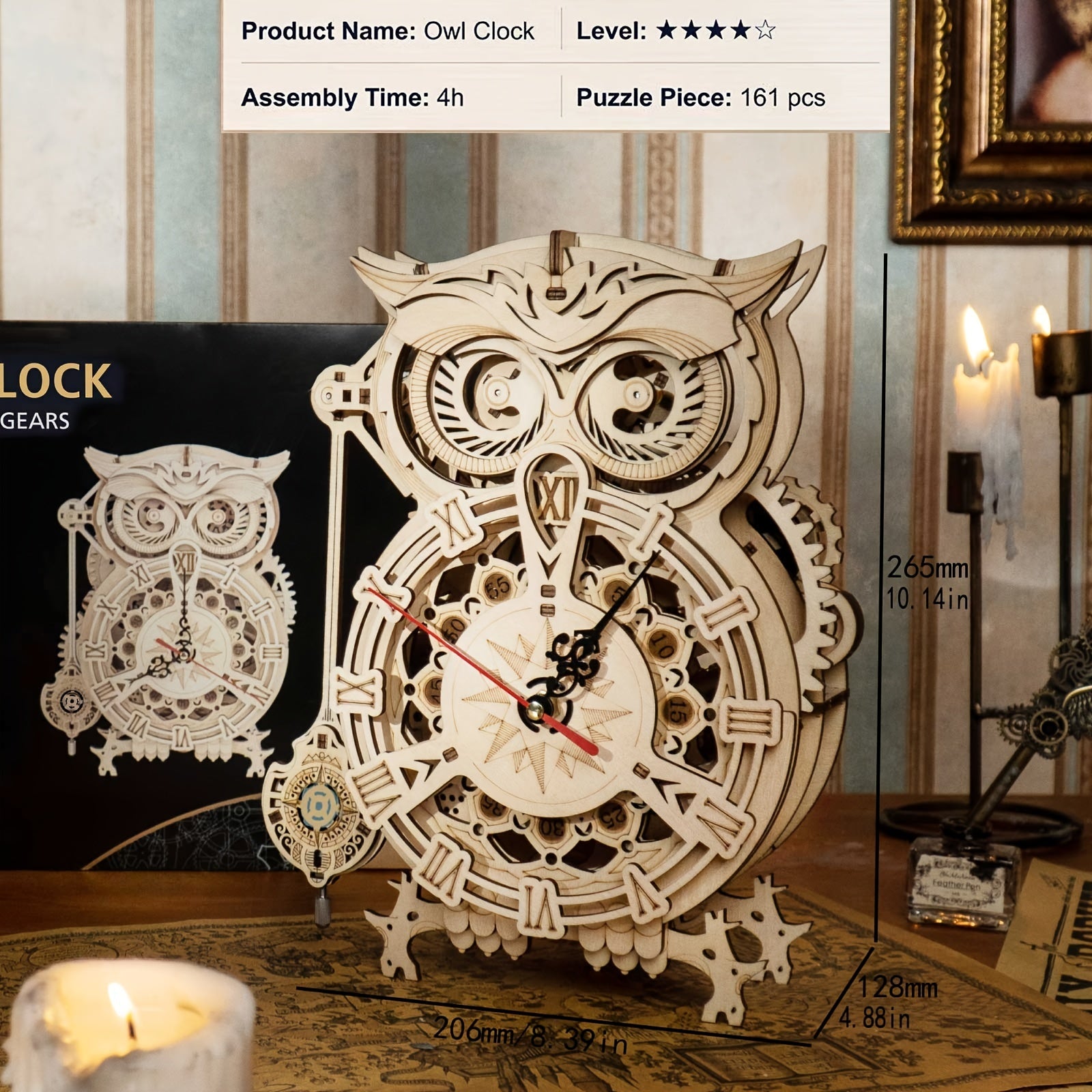 3D Wooden Owl Clock Puzzle Gift & Home Decor for Adults