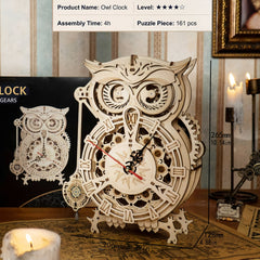 3D Wooden Owl Clock Puzzle Gift & Home Decor for Adults