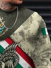 Mexico Eagle Print Men's Graphic Sweatshirt for Autumn Winter