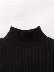 Girl's Ribbed Turtleneck Top & Houndstooth Pleated Skirt Set