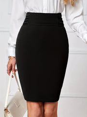 Solid High Waist Bodycon Skirt Spring & Summer Women's Clothing
