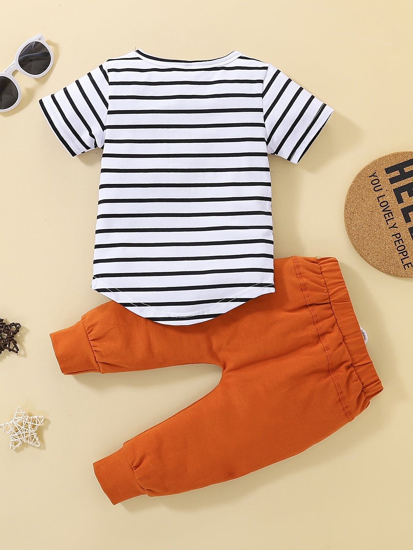 Baby Boys Striped Top Drawstring Sweatpants Set