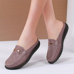 Women's Hollow Out Mules Slip On Outdoor Shoes Women's Leather Shoes