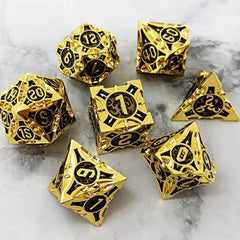 Metal Dice Set 7 Die Polyhedral Gift Box Golden Number