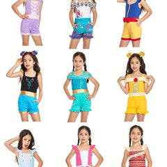 Girls' Princess Romper Jumpsuit w/ Cold Shoulder