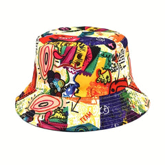 Abstract Cartoon Graffiti Bucket Hat Print Casual Fisherman Cap Unisex