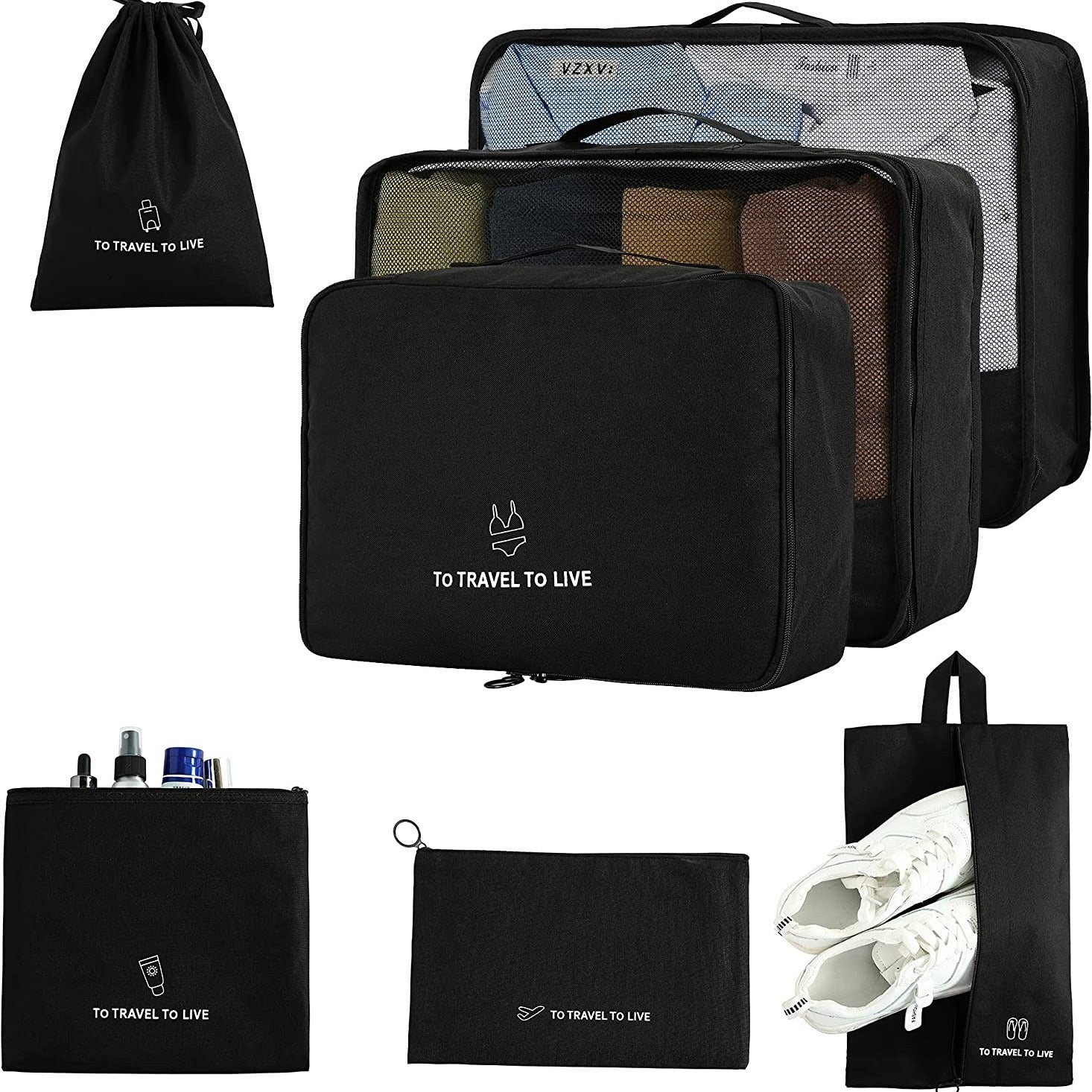 7pcs Travel Storage Bag Set Luggage Organizer Accessories Lightweight