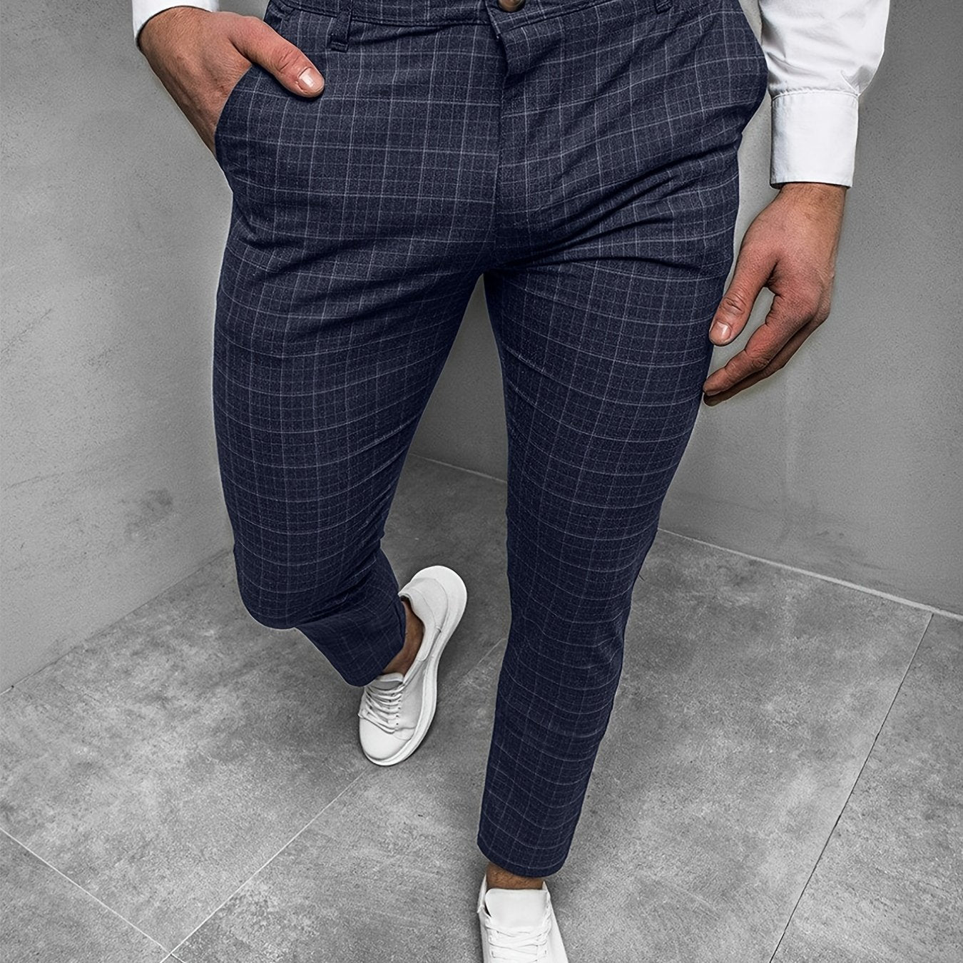 Men's Slim Fit Plaid Stretch Dress Pants