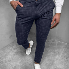 Men's Slim Fit Plaid Stretch Dress Pants