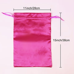 2pcs Satin Wig Bags Hair Storage Bags Drawstring Makeup Pouch