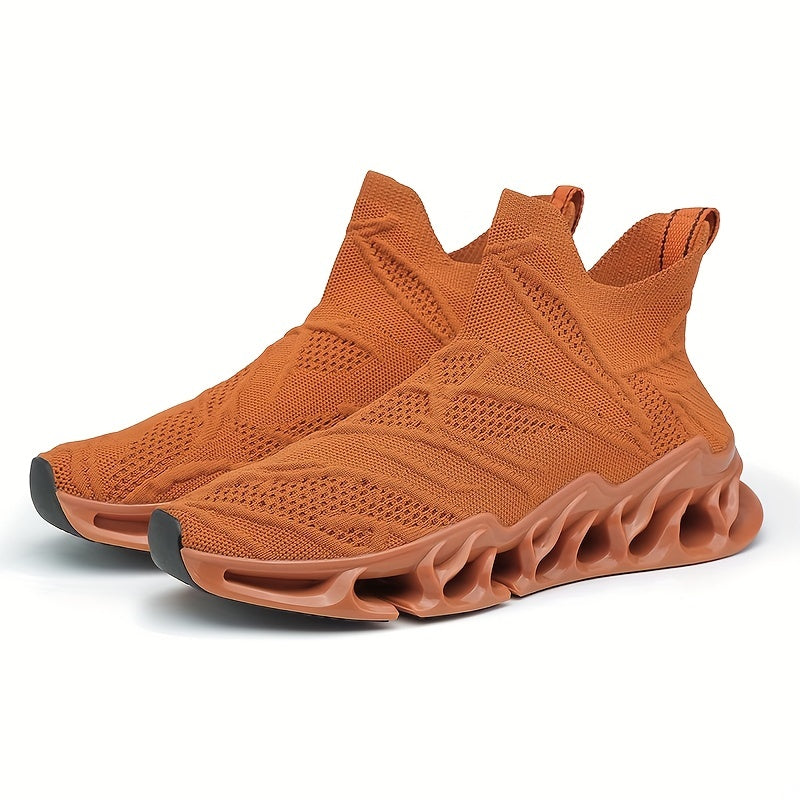 Men's Flame Pattern High Top Lace Up Knitted Sneakers
