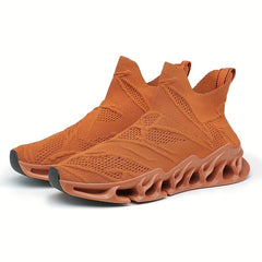 Men's Flame Pattern High Top Lace Up Knitted Sneakers
